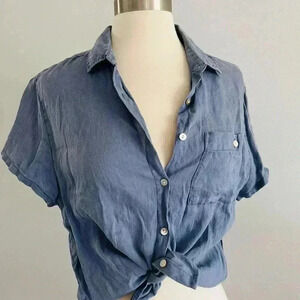 Nicole Miller 100% Linen Shirt Sz XS